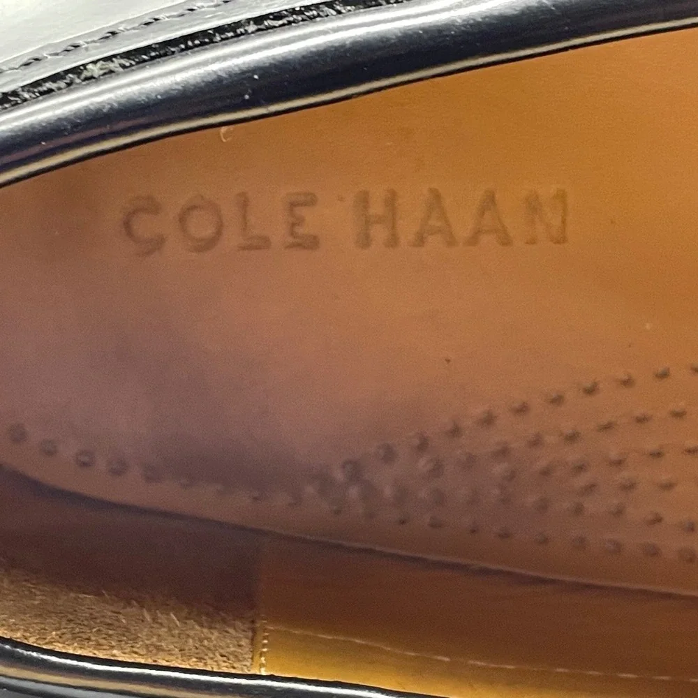 Cole Haan Mens Pinch Tassel Kiltie Loafers Black Leather Shoes C02691 Size 9.5 D